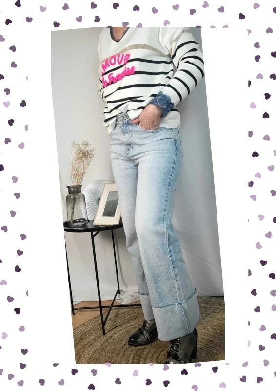 Jean à revers larges 🍒 - Taille haute / M - Marque Izzy